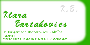 klara bartakovics business card
